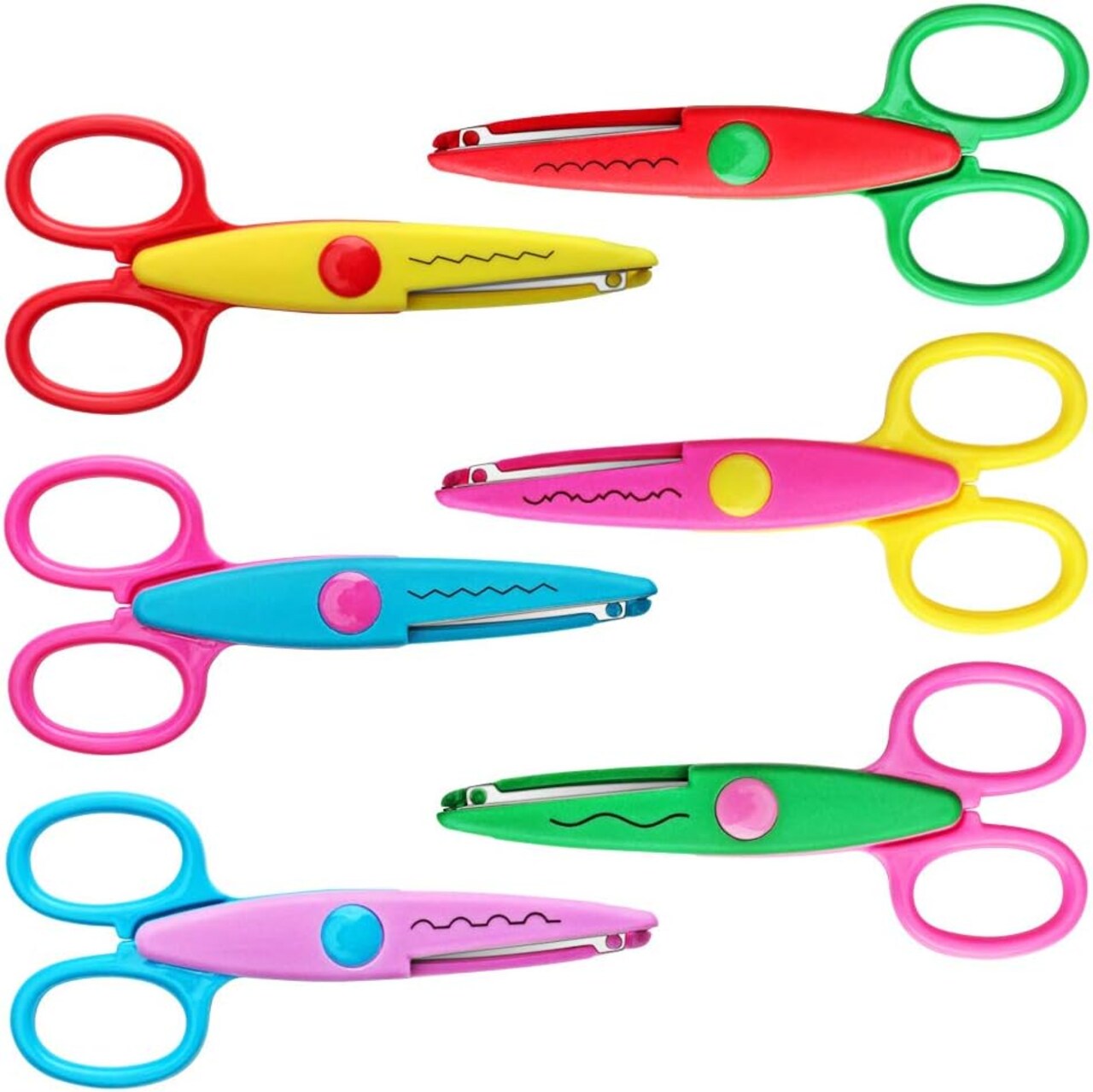 6-Piece Decorative Craft Scissors – ABS Resin, 6 Patterns, Safe & Colorful for Kids